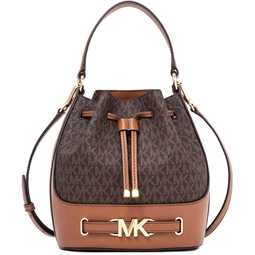 Michael Kors Reed Medium Belt Bucket Crossbody Handbag Brown MK Signature
