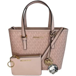 Michael Kors Jet Set Travel XS Carryall Convertible Top Zip Tote bundled with SM TZ Coinpouch and Purse Hook