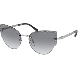Michael Kors Woman Sunglasses Silver Frame, Grey Gradient Lenses, 57MM