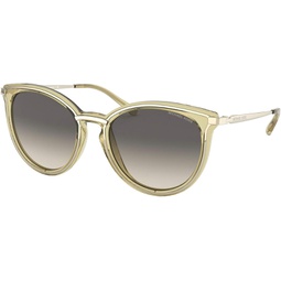 Michael Kors Woman Sunglasses Gold Frame, Blue Grey Gradient Lenses, 54MM