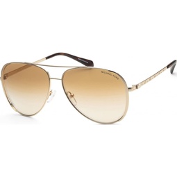 Michael Kors Chelsea Bright MK 1101B 1014GO Light Gold Metal Aviator Sunglasses Gold Gradient Lens
