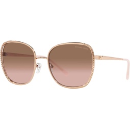 Michael Kors Amsterdam MK 1090 110811 Rose Gold Metal Square Sunglasses Pink Gradient Lens