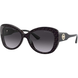 Michael Kors 56 mm Positano Butterfly Sunglasses MK2120 Dark Brown Mk Jacquard Logo/Dark Grey Gradient One Size,womens