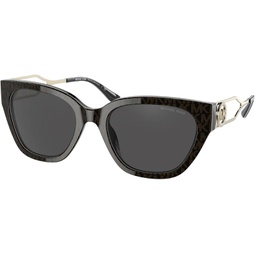 Michael Kors Lake Como MK 2154 370687 Brown Signature Plastic Square Sunglasses Grey Lens