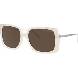 Michael Kors Woman Sunglasses Bone Frame, Brown Solid Lenses, 56MM