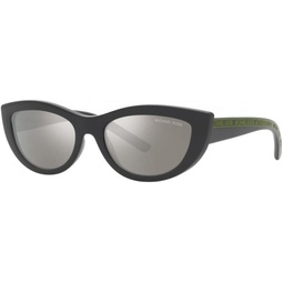 Michael Kors Woman Sunglasses Black Frame, Silver Mirror Lenses, 54MM