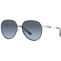 Michael Kors MK 1128J 10158F Silver/Blue Tortoise Metal Aviator Sunglasses Blue Gradient Lens