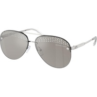 Michael Kors MK 1135B 18896G Shiny Silver Metal Aviator Sunglasses Silver Mirror Lens