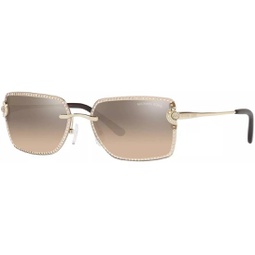 Michael Kors Sedona Silver Khaki Gradient Flash Rectangular Ladies Sunglasses MK1122B 10143D 59