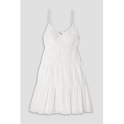 Tiered broderie anglaise cotton-poplin mini dress