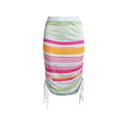 Striped Ruched Cover-Up Skirt