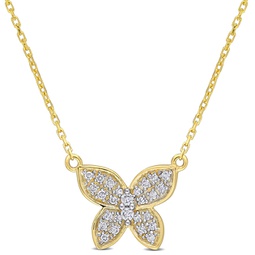 1/8 ct tw diamond butterfly pendant with chain in 10k yellow gold