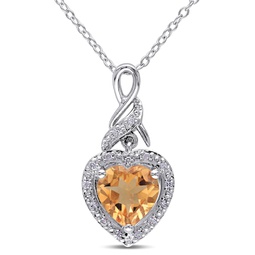 1 5/8 ct tgw diamond and citrine heart twist pendant with chain in sterling silver
