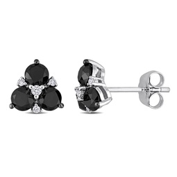 1 1/2 ct tw black and white diamond stud earrings in 10k white gold