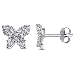 1/5 ct tw diamond butterfly stud earrings in 10k white gold
