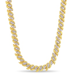 1 ct tw diamond s-link tennis necklace in yellow plated sterling silver