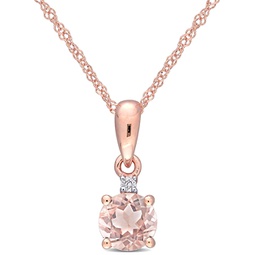 morganite and diamond pendant with chain in 10k rose gold