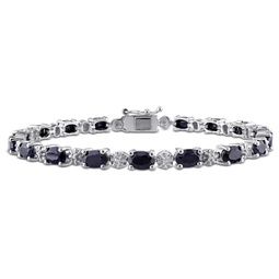 11 1/6ct tgw black sapphire and diamond accent bracelet in sterling silver
