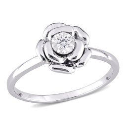 diamond accent flower ring in sterling silver