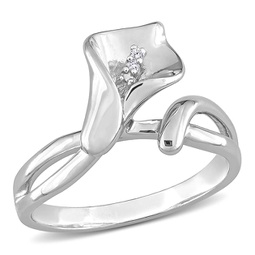diamond accent calla lily ring in sterling silver