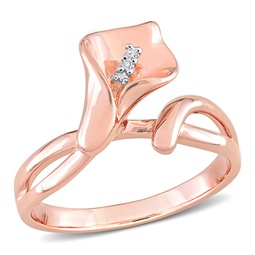 diamond accent calla lily ring in pink plated sterling silver