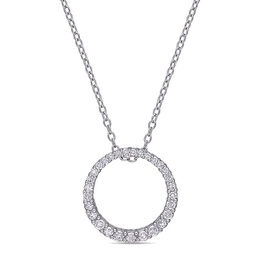 1/3ct tdw diamond circle pendant with chain in sterling silver