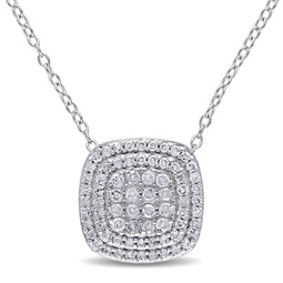 1/2ct tdw diamond layered halo pendant with chain in sterling silver