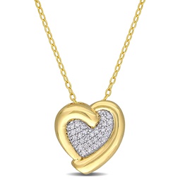1/6ct tdw diamond heart pendant with chain in yellow plated sterling silver