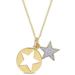 1/10ct tdw diamond star pendant with chain in yellow plated sterling silver