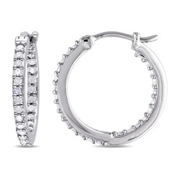 1/2ct tdw diamond inside outside hoop earrings in sterling silver