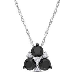 1 1/2 ct tw black and white diamond pendant with chain in 10k white gold