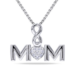 womens diamond infinity mom pendant with chain in sterling silver