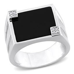 5ct tgw square black onyx and diamond accent mens ring in sterling silver