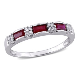 1/2ct tgw ruby and diamond accent eternity ring in 10k white gold
