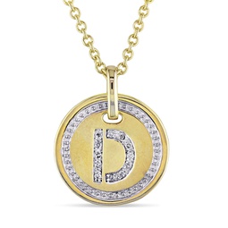 d initial diamond accent pendant with chain in yellow plated sterling silver