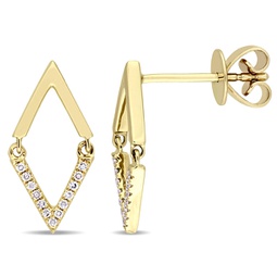 diamond accent geometric earrings in 14k yellow gold