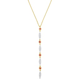 1/5ct tdw diamond & 1/6 tgw ruby lariat necklace in 10k yellow gold - 16.5 in