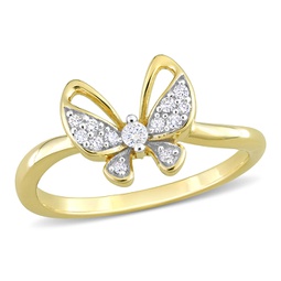 1/8ct tdw diamond butterfly design ring in 10k yellow gold