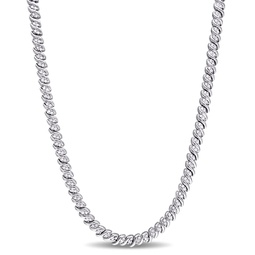 1ct tdw diamond braided necklace in sterling silver - 17 in