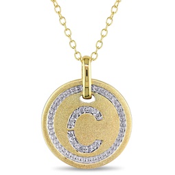 c initial diamond accent pendant with chain in yellow plated sterling silver
