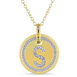 s initial diamond accent pendant with chain in yellow plated sterling silver