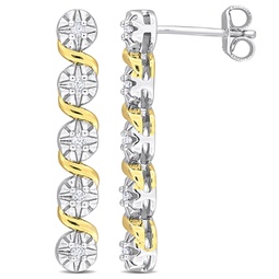 1/6ct tdw diamond twist drop earrings in yellow plated sterling silver