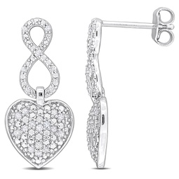 1/4ct tdw diamond heart infinity earrings in sterling silver