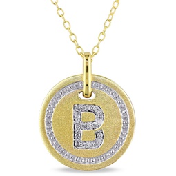 b initial diamond accent pendant with chain in yellow plated sterling silver