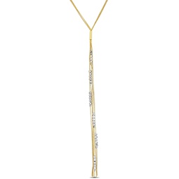 diamond cut beaded lariat necklace in two-tone yellow and white sterling silver-17 in