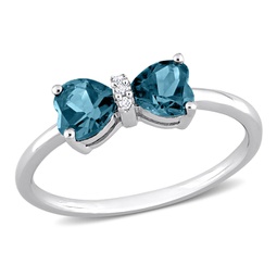 1ct tgw london blue topaz and diamond accent ring in 10k white gold