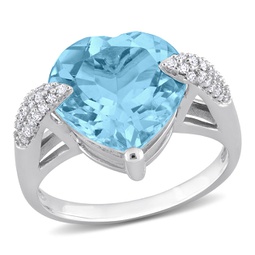 7ct tgw heart-cut sky blue topaz and 1/5ct tdw diamond ring in 14k white gold
