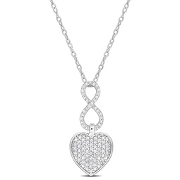1/4ct tdw diamond infinity heart pendant w round cable chain in sterling silver - 18 in