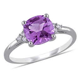 1 3/4ct tgw amethyst ring with diamond accents in 10k white gold