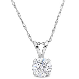 1ct tdw lab-grown diamond solitaire pendant with chain in 14k white gold